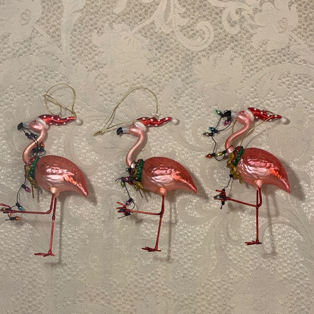 Festive Flamingo Ornament with Santa Hat - Picture 8 of 8